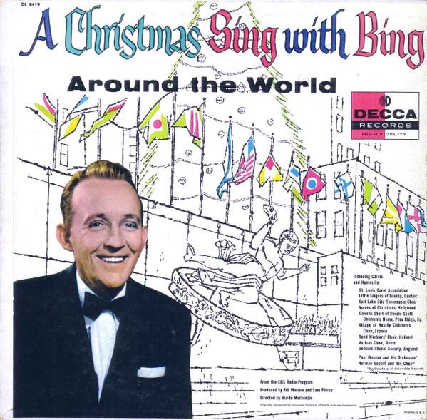 Album cover art for A Christmas Sing with Bing Around the World