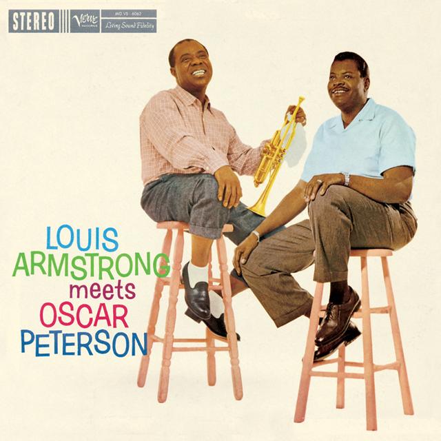 Album cover art for Louis Armstrong Meets Oscar Peterson