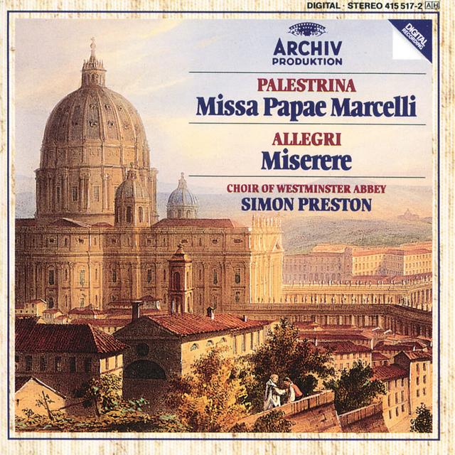 Album cover art for Palestrina: Missa Papae Marcelli - Allegri: Miserere